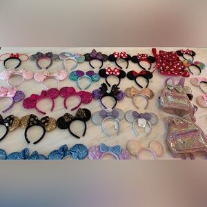 Walt Disney world lot Mickey ears (26) sequin / two loungefly  backpacks pink
